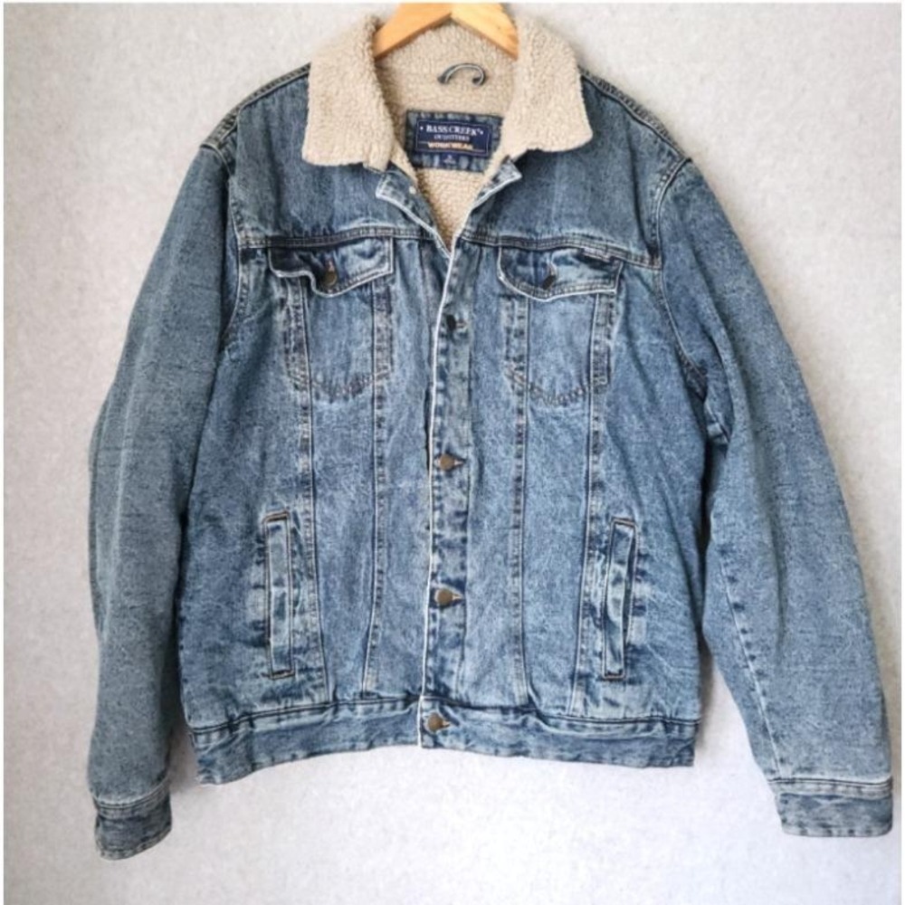 Vintage‎ Bass Creek Outfitters Workwear Men's XL Denim Sherpa Lined Jean Jacket